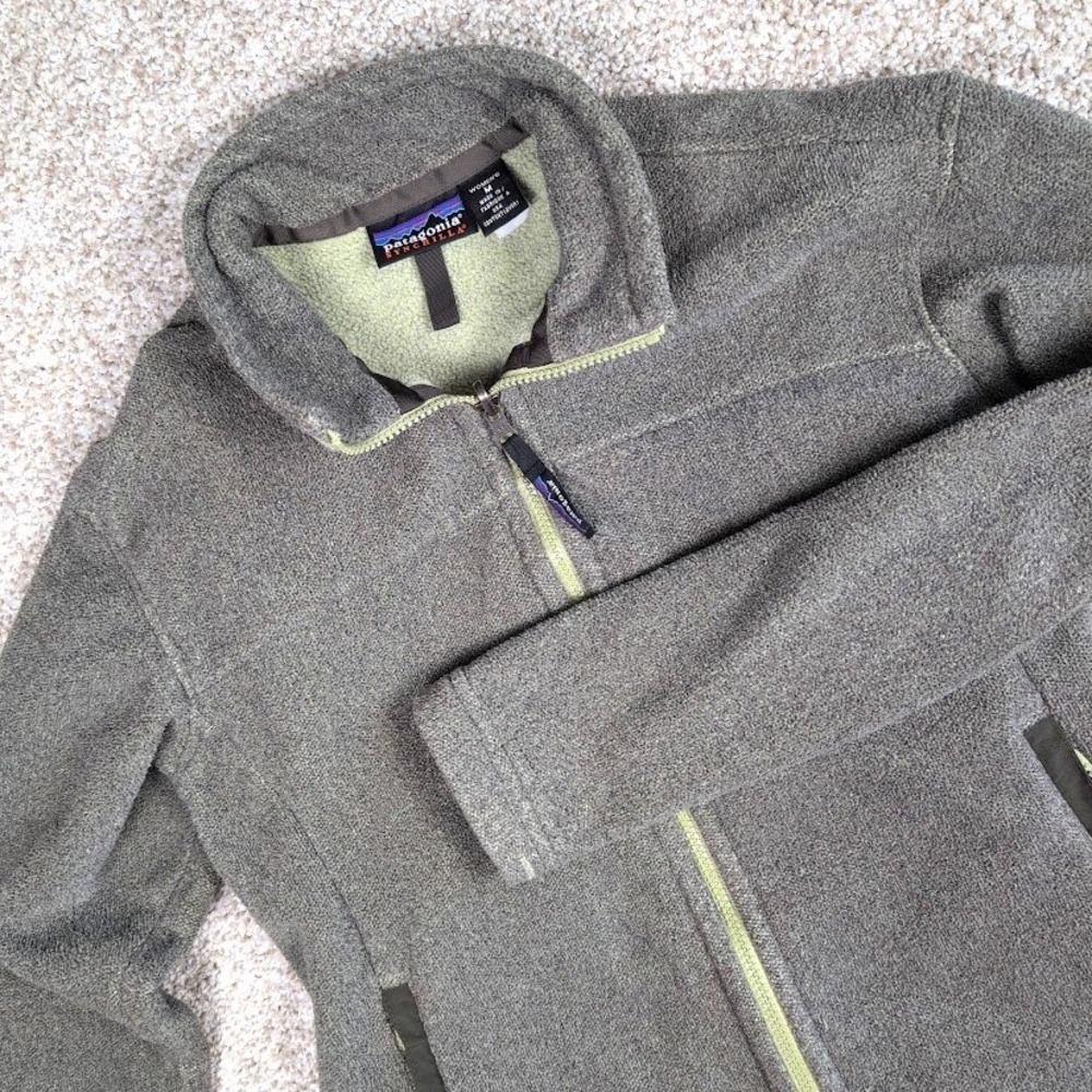Patagonia Synchilla Fleece Full Zip Jacket Women's Medium Olive Green‎